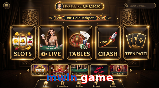 Main screen of Mwin Game casino page for PK players